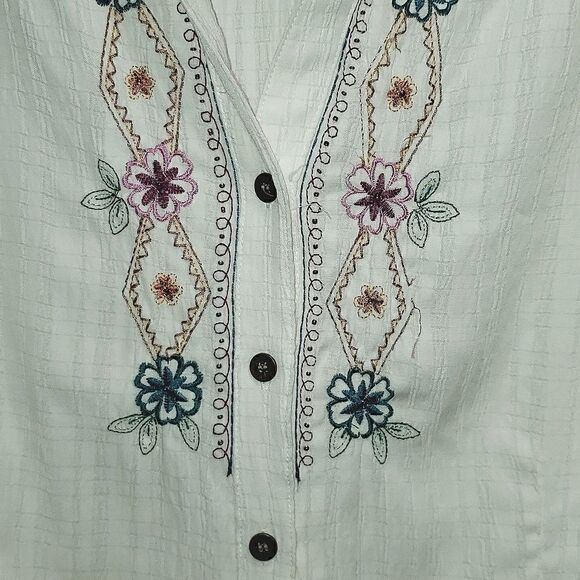 Alfred Dunner Embroidered Button Up Collared Long Sleeve Vintage Style Blouse 16 - Picture 11 of 16